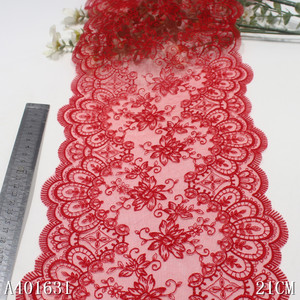 Elegante Pizzo Ricamato Floreale in Tulle Nero da 21CM, Bordo in Rete con Fiori, Tessuto in Voile <span class=keywords><strong>per</strong></span> Lingerie e <span class=keywords><strong>Abiti</strong></span> da Donna - Product Image 3