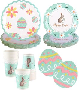 Easter Party Decoration Paper Plate Egg Bunny Easter Theme Party Tableware Paper Plate Set - Product Image 3