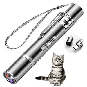 Puntero láser rojo Juguete para gatos Juguete láser Gato Persiguiendo USB Linterna láser recargable Luz UV