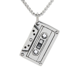 Music Club Punk Tape Stainless Steel Pendant Rectangular Recording Tape Necklace Sweater <b>Chain</b> Gift Fashion Jewelry - Product Image 5