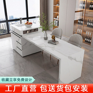 <span class=keywords><strong>Tavolo</strong></span> da Pranzo Moderno Minimalista in Lastra di Pietra <span class=keywords><strong>con</strong></span> Spazio di Archiviazione Integrato Estensibile, <span class=keywords><strong>Isola</strong></span> Centrale per <span class=keywords><strong>Cucina</strong></span>, Mobile per la Casa - Product Image 3