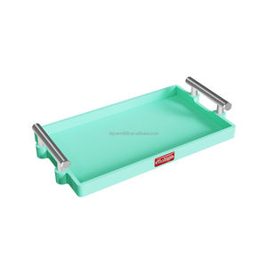 ホットセール！エコフレンドリーな定番スクエア型精密シリコン製トレイ、多機能デザインハンドル付きで毎日のバスルーム収納に。 - Product Image 1