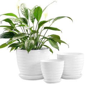 Lot de 3 pots de fleurs en céramique émaillée, style américain, motif poisson, peints à la main, mignons et abordables, vente en gros - Product Image 6