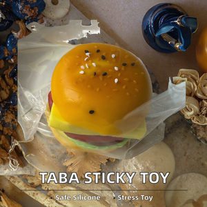 Jouet à presser viral TikTok Taba Sticky Hamburger, texture crémeuse super collante, thème alimentaire, cadeau anti-stress en caoutchouc pour enfants et adultes - Product Image 2