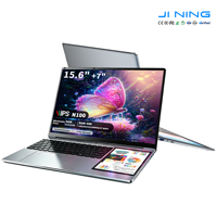 Nouvel ordinateur portable professionnel à double écran tactile 15,6''+7'' IPS, processeur Intel N100 Quad Core, 8-32 Go de RAM DDR4, Windows 11 Pro