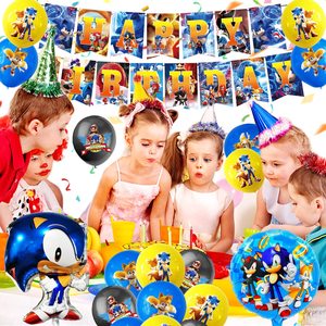 Nuevo Set <span class=keywords><strong>de</strong></span> Decoración <span class=keywords><strong>de</strong></span> Cumpleaños para Niños con Globos <span class=keywords><strong>de</strong></span> Látex con Diseño <span class=keywords><strong>de</strong></span> <span class=keywords><strong>Sonic</strong></span> the Hedgehog, Pancarta y Adorno para Pastel - Product Image 3