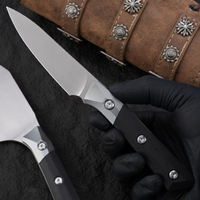 Micro Technology Koksmes Ambidextrous G10+ Aluminium Legering Handvat Damascus Staal Lemmet 9,8cm Vaatwasmachinebestendig Traditioneel Mes