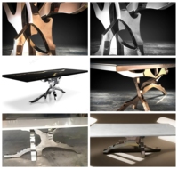 Vente en gros Ensemble table à manger 12 places moderne et nouveau design de luxe Table en marbre blanc avec miroir cadre en acier inoxydable pour hôtels