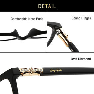 Montures de lunettes carrées grises Jack 53-16-143, monture complète, style professionnel pour femmes adultes - Product Image 4