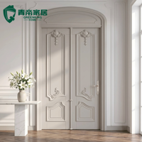 Puerta de Madera Sólida de Estilo Barroco Francés de Lujo, Personalizable, Tallada a Mano, para Entrada Principal de Villa, con Arco Superior, para Interiores