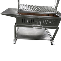 Barbecue traditionnel extérieur HDL09 en briques, gril Santa Maria au charbon de bois, gril argentin Asado Gaucho, chariot en acier inoxydable