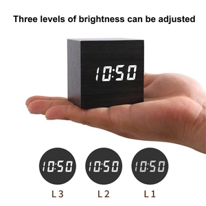 Đồng Hồ Kỹ Thuật Số Để Bàn Hình Khối Nhiều Màu Có Điều Khiển Âm Thanh Và Hiển Thị Nhiệt Kế Đồng Hồ Báo Thức <span class=keywords><strong>LED</strong></span> Bằng Gỗ - Product Image 2