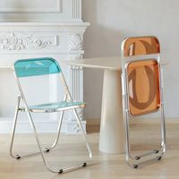 Honyard Chaise d'appoint moderne rembourrée en acrylique transparent ambré épaissi pour chaise de salle à manger pliante Modèle HY-J01 Populaire Milk Tea