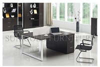 4 Person L-Shaped Office Workstation Desk with Half-Glass Partition for Open Plan Office Wholesale