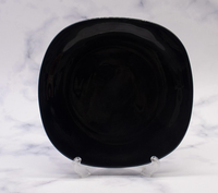 Assiettes plates en verre opale résistantes à la chaleur BLKP110, décor noir et blanc, en verre opale, ensembles d'assiettes carrées pour dîner