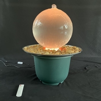 Fontaine d'eau de boule de sphère creuse acrylique de Offre Spéciale d'usine avec la cascade de boule de verre de base avec la lumière menée par RVB