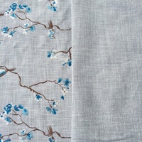 RTS 4 Couleurs Fleur Oiseau Design Tapisserie Imitation Lin Broderie Tissu Pour Canapé