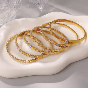 Brazalete de Moda Chapado en Oro de 18k, Acero Inoxidable, Regalo para el Día de San Valentín, Zirconia Brillante, Resistente al Agua, No se Deslustra, Joyería para Mujer - Product Image 6