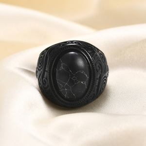 Anillo de Piedra Turquesa con Engaste de Bisel de 22 mm, Joyería de Moda Unisex, Regalo - Product Image 3