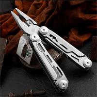 Pince multifonction compacte tout-en-un en acier inoxydable, pliable, pour le camping en plein air, outil EDC avec couteau, scie et embouts de tournevis
