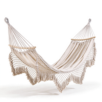 Hamac robuste anti-retournement avec barre de maintien en bois, en toile épaisse, pour intérieur, extérieur et jardin