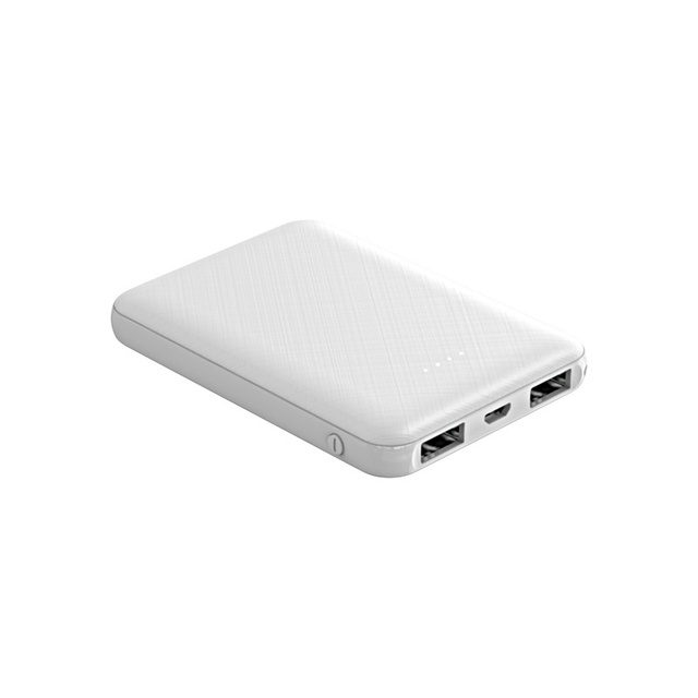 Wholesale Cross-Border Plastic Mini 5000mAh 10W Portable Power Bank with Custom Logo Gift Type-C Dual USB Power Bank