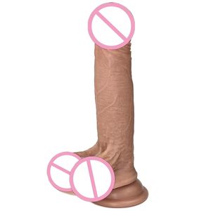 Rilis Baru Dildo Silikon Cair Berkualitas Tinggi 8 Inci <span class=keywords><strong>Penis</strong></span> Karet Buatan Mainan Seks untuk Wanita - Product Image 4