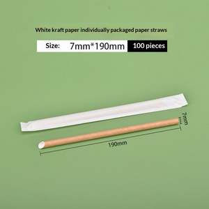 Pajitas de Papel Desechables Ecológicas, Biodegradables, Envueltas Individualmente, Anchas, para Té con Leche, con Logotipo Personalizado, para Picnic, 25 Sets - Product Image 2