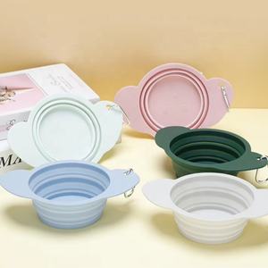 Mangkuk Lipat Silikon Food Grade Bentuk Dapat Disesuaikan Dengan Carabiner, Mangkuk Makan Portabel untuk Anjing dan Kucing - Product Image 5