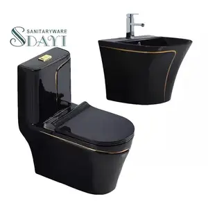 SDAYI-inodoro de porcelana de diseño de lujo para baño, inodoro de cerámica de una pieza, inodoro y lavabo, inodoro, color negro