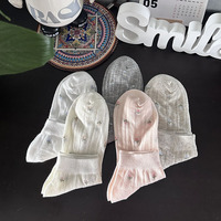 Chaussettes d'été fines en maille pour femme, coupe basse, respirantes, à petits motifs floraux, style coréen preppy, antidérapantes, en coton