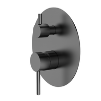Mitigeur de douche encastré en laiton brossé, double poignée, avec inverseur d'eau chaude et froide, fixation murale pour salle de bain