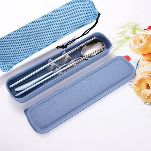 [Two-Piece Set] Silver + Blue + Blue Case Blue Bag