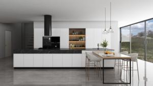 Armoires de cuisine en bois chic de conception moderne, 72 heures, contreplaqué, MDF, îlot de cuisine, placard de rangement en aggloméré pour appartement - Product Image 2