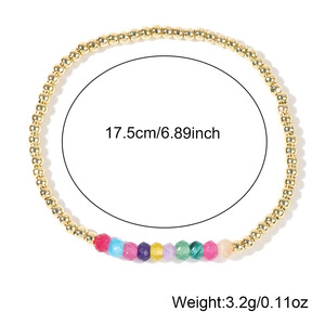 Bracelet artisanal en perles d'abaque naturelles multicolores, design bohème été 2025, plaqué or 18 carats - Product Image 4
