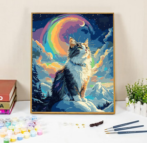 Splendido Quadro Moderno con Gatto, Pittura a Olio su Tela Fai da Te con Numeri, Pigmenti Arida per Decorazioni Murali e Arte Domestica - Product Image 6