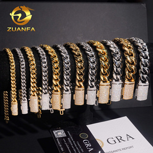 6Mm Để 18Mm Hip Hop 316L Thép Không Gỉ Cuba Liên Kết Chuỗi 925 Sliver VVS Moissanite Iced out Kim Cương Khóa Miami Đồ Trang Sức Chuỗi - Product Image 5