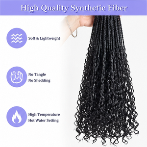 Cheveux de Tressage Africains en Gros 14/20/22 Pouces, Mèches Bouclées Boho au Crochet River Locs avec Tresses Synthétiques Boîte Résistantes à la Chaleur - Product Image 3