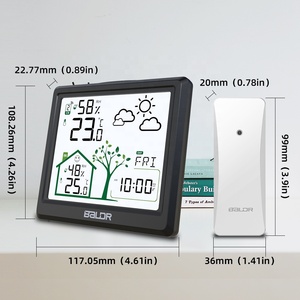 <span class=keywords><strong>BALDR</strong></span> <span class=keywords><strong>Station</strong></span> météo numérique sans fil en promotion, horloge intérieure/extérieure, hygromètre ABS, écran LCD, mesure de la température 24h/24, 3 piles AAA - Product Image 2