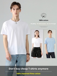 Camiseta de Manga Corta para Hombre de Alta Gama con Logotipo Personalizado al por Mayor, 100% Algodón Pima, 175g, Cuello Redondo, Top de Algodón Puro para Hombre - Product Image 3