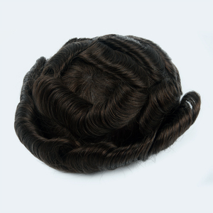 V-loop personnalisé 0406 # Prothèse capillaire fine en PU couleur brun foncé 4R, 8*10 pouces, cheveux humains vierges Remy pour hommes - Product Image 6