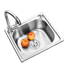 Lavabo simple évier en acier inoxydable 304 pour lave-vaisselle de cuisine Lavabo à eau intégré Style bol unique avec un trou - Product Image 1