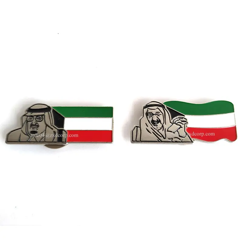 Promosyon kuveyt bayrağı metal yaka iğnesi rozeti ulusal gün hediyeler için