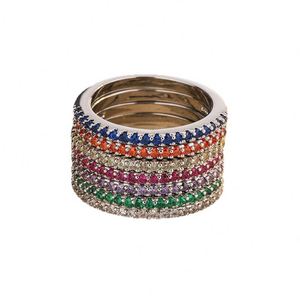 Anillo de circón colorido a la moda, se puede apilar para usar, anillo de mujer sencillo, joyería de fiesta, anillo de lujo para mujer, regalo - Product Image 5