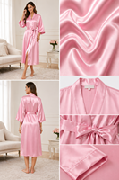Robe en satin de soie personnalisable, légère et douce, style kimono, pour se détendre en été