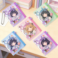 Porte-cartes transparent en PVC imprimé motif bonbons avec fermeture éclair, étui pour badges, pochette porte-clés pour cartes photo, objets de collection et voyages