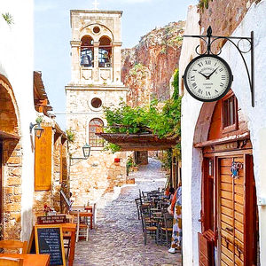 Grande horloge murale rétro nordique classique noire, décoration de maison, métal art 3d antique, suspension double face, horloges murales décoratives - Product Image 2