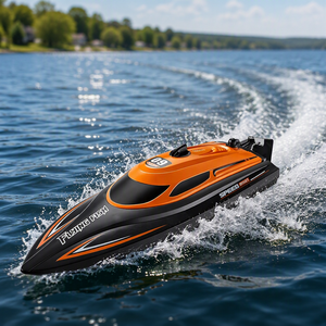 Barco de Carreras RC de Alta Velocidad 2.4G, Juguete Acuático a Control Remoto, Resistente al Agua, Anticolisión, con Luz LED, Larga Duración, Regalo para <span class=keywords><strong>Piscina</strong></span> al Aire Libre - Product Image 3