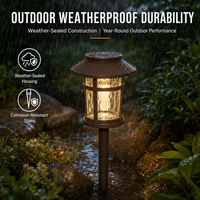 Lampes solaires d'extérieur étanches 3000K LED Chaud Bronze Pagode Cage pour Jardin, Aménagement Paysager, Pelouse, Allée