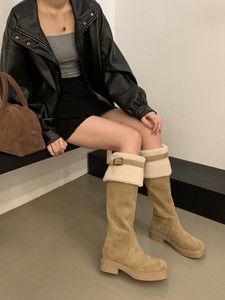 Stivali lunghi con capelli di agnello staccabili per 2023 <span class=keywords><strong>donna</strong></span> autunno/inverno nuove suole spesse alla moda stivali al ginocchio scarpe da <span class=keywords><strong>donna</strong></span> 2023 - Product Image 2